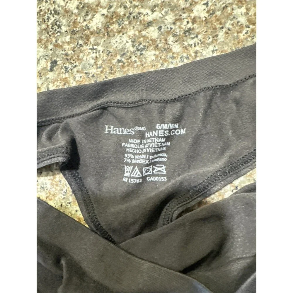 Hanes Black Thong Size 6 Medium